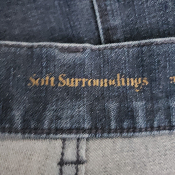 Soft Surroundings Womens Crop Jean 10 Straight Dark Wash High Rise Blue Capri - Picture 7 of 8